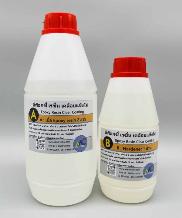 อีพ็อกซี่ เรซิ่น Epoxy resin เคลือบแข็งใส สูตรทนรอยขีดข่วน ใส เงาเหมือนกระจก
